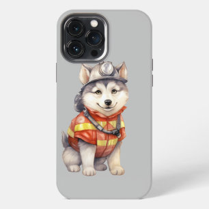 Courageous Firefighter Siberian Husky Dog Honourin iPhone 13 Pro Max Case