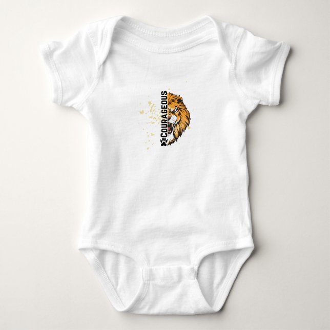 Courageous Lion Gender Neutral T-Shirt Baby Bodysuit (Front)