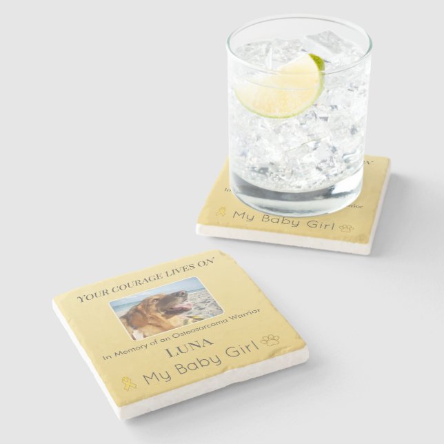 Courageous Osteosarcoma Pet Tribute Stone Coaster (Side)