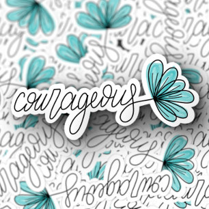 Courageous Word Flower Laptop Die-Cut Sticker