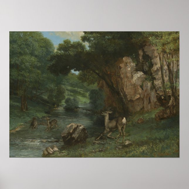 Courbet - Roe Deer At A Stream Poster (Front)