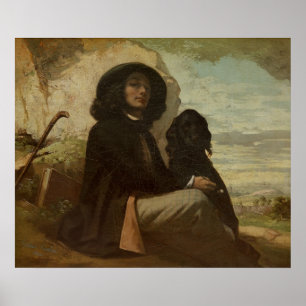 Courbet with his Black Dog, 1842 Poster