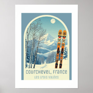 Courchevel France Les trois Vallées ski Poster