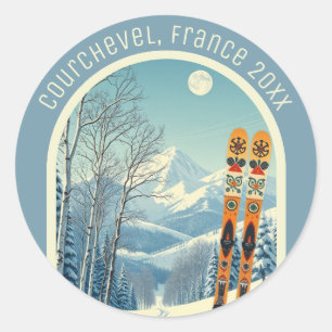 Courchevel France ski holiday souvenir Classic Round Sticker