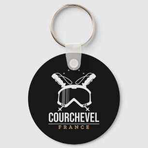 Courchevel France Ski Resort Vintage Skiing Snowbo Key Ring