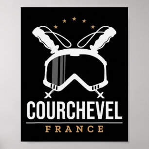 Courchevel France Ski Resort Vintage Skiing Snowbo Poster