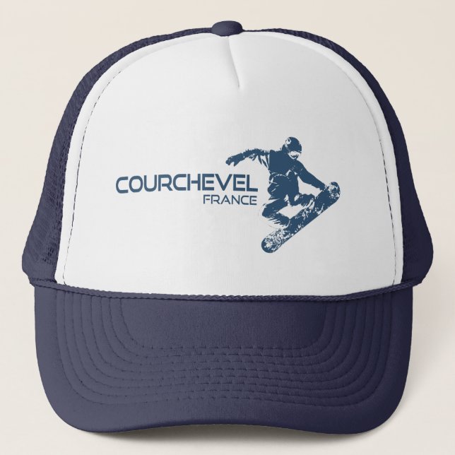 Courchevel France Snowboarder Trucker Hat (Front)