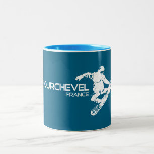 Courchevel France Snowboarder Two-Tone Coffee Mug