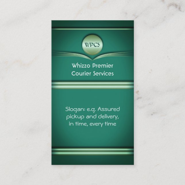 Courier Delivery - Art Deco Teal Metal Business Card (Front)