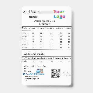 Courier delivery company details add price weight ID badge