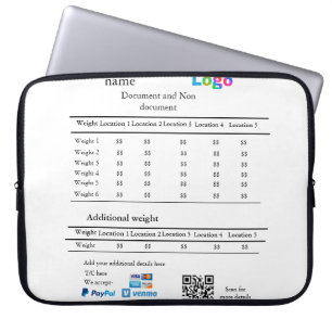 Courier delivery company details add price weight laptop sleeve