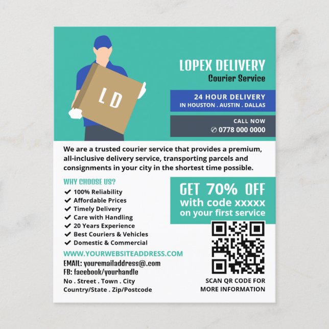 Courier Delivery Guy, Courier Service Advertising Flyer (Front)