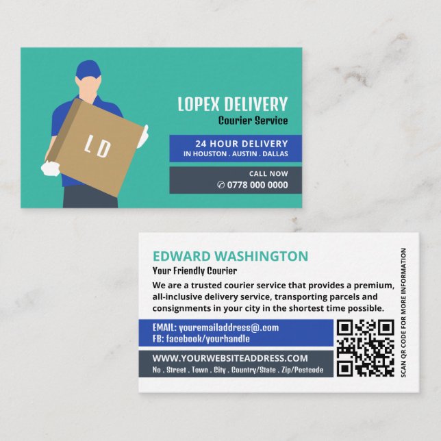 Courier Delivery Guy, Courier Service Business Card (Front/Back)