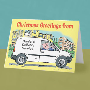 Courier Delivery Service White Van Christmas Card