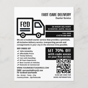 Courier Truck Logo, Courier Service Advertising Flyer