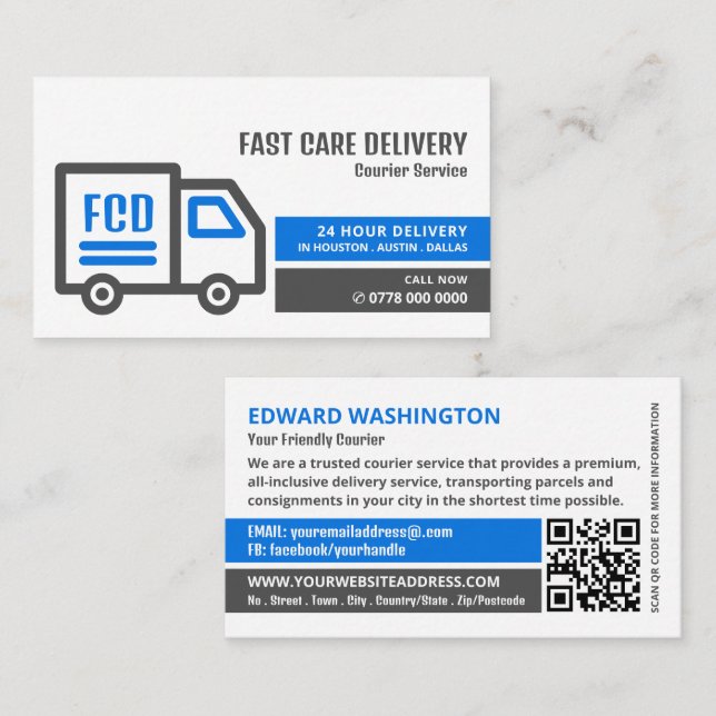 Courier Truck Logo, Courier Service Business Card (Front/Back)