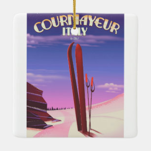 Courmayeur Italian ski poster Ceramic Tree Decoration