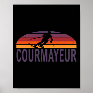 Courmayeur Italy Ski Resort Snowboarding Poster