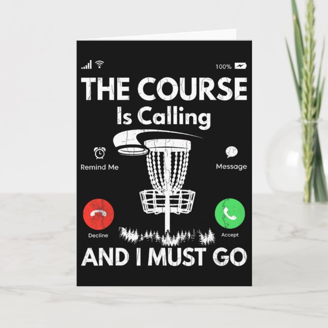 Course Is Calling Funny Disc Golf Player Golfing G Card (Front)