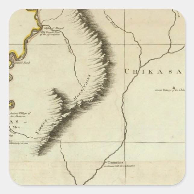 Course Of The River Mississipi Square Sticker (Front)