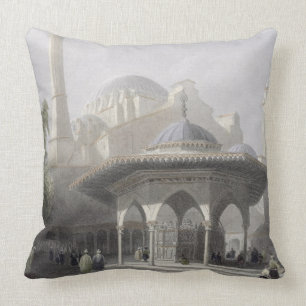 Court and Fountain of St. Sophia, Istanbul, engrav Cushion