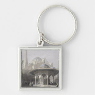 Court and Fountain of St. Sophia, Istanbul, engrav Key Ring