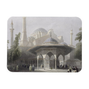 Court and Fountain of St. Sophia, Istanbul, engrav Magnet