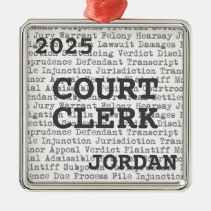 Court Clerk Legal Terminology CUSTOM Metal Ornament