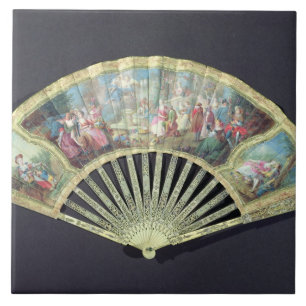 Court Fan, French, 18th century (ivory and w/c on Ceramic Tile