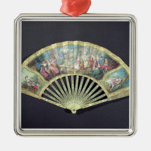 Court Fan, French, 18th century  (ivory and w/c on Metal Ornament