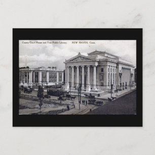 Court House, Library, New Haven CT 1912 Vintage Postcard