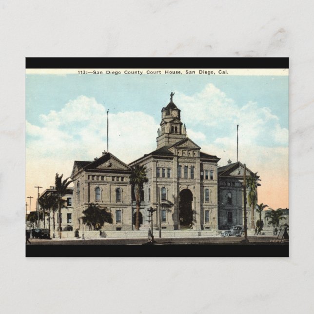 Court House San Diego California 1921 Postcard (Front)