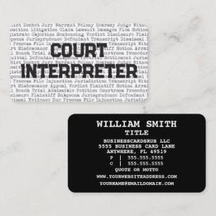 Court Interpreter Legal Words Business Card