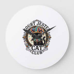 Court Jester Cat Funny Cat Lover Design - Court Je Large Clock