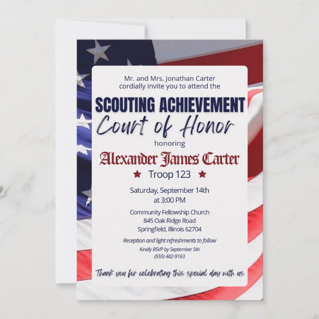 Court of Honor Ceremony Invitation (Front)
