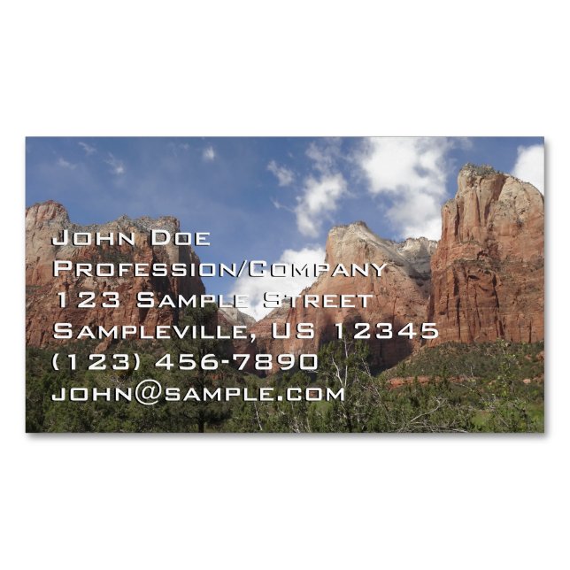Court of the Patriarchs II at Zion National Park Magnetic Business Card (Front)