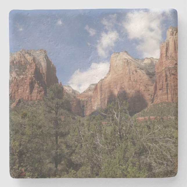 Court of the Patriarchs II at Zion National Park Stone Coaster (Front)