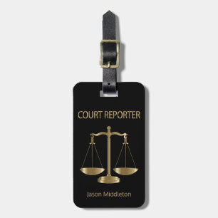 Court Reporter - Black and Gold Luggage Tag