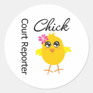 Court Reporter Chick Classic Round Sticker