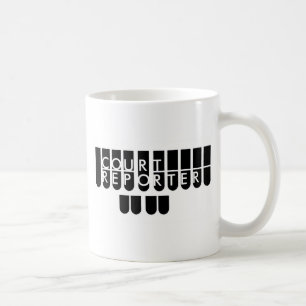 Court reporter keys black white coffee mug