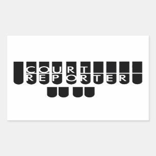 Court reporter keys black white rectangular sticker