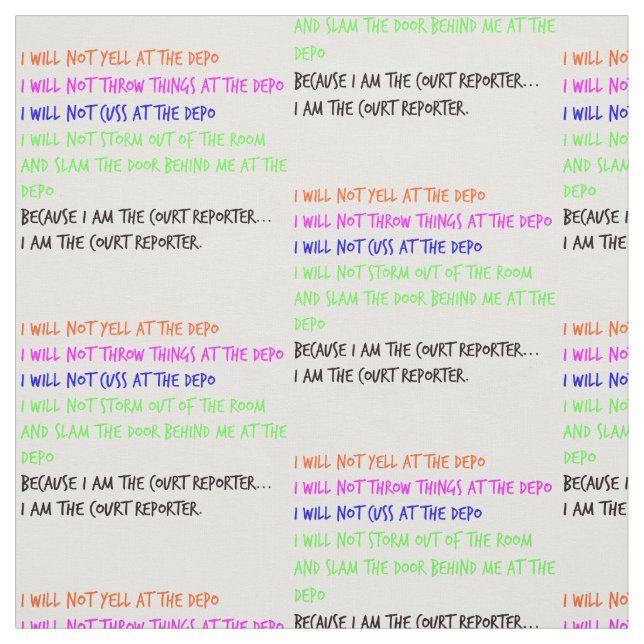 Court Reporter Temper Tantrum Craft DIY Fabric (Swatch)