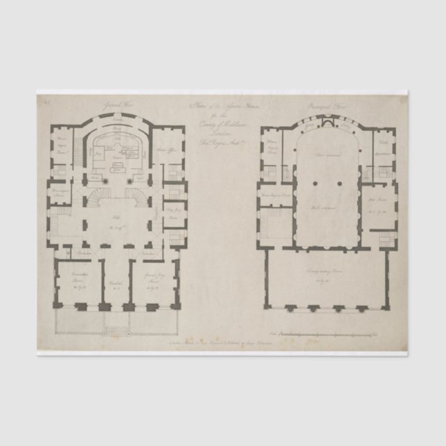 Court Room Detail London UK Diagram Decoupage Tissue Paper (Front)