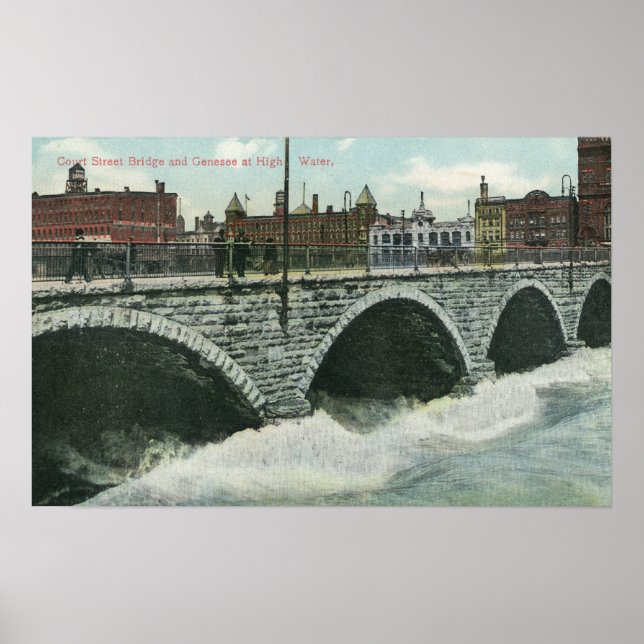 Court Street Bridge and Genesee at High Water Poster (Front)