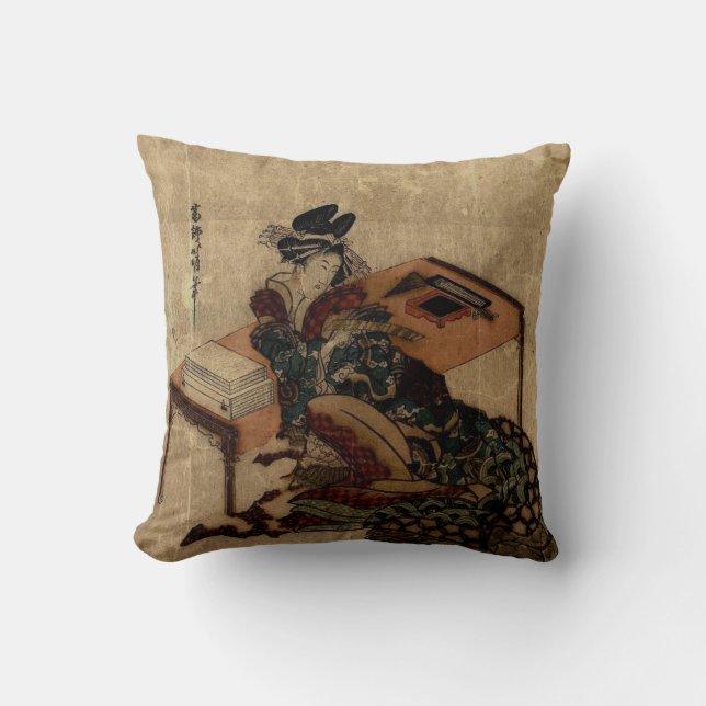courtesan holding a poem card cushion (Front)