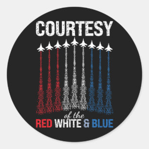 Courtesy Of Red White Blue Usa Flag Fighter Jets 4 Classic Round Sticker