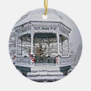 Courthouse Gazebo in the Snow Ceramic Ornament