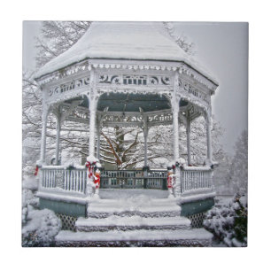 Courthouse Gazebo in the Snow Ceramic Tile
