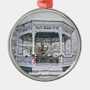 Courthouse Gazebo in the Snow Metal Tree Decoration