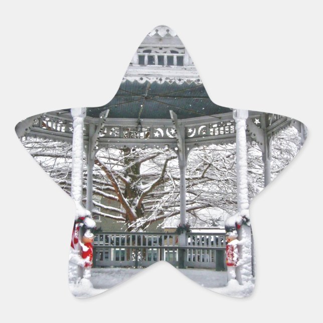 Courthouse Gazebo in the Snow Star Sticker (Front)